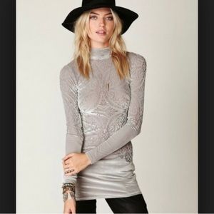 Free People Silver Velvet Burnout Le Deux Tunic Dress